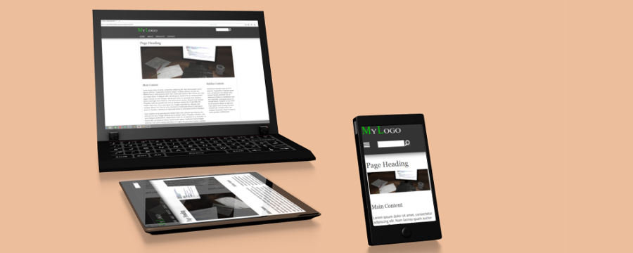 Responsive layout på laptop, tablet og mobile phone